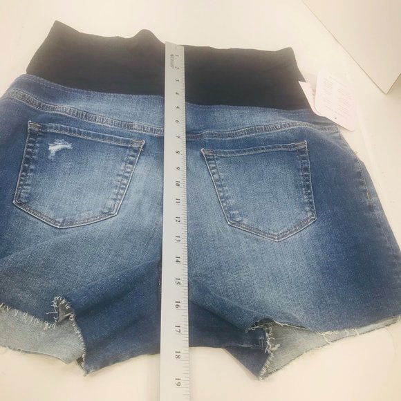 Isabel Maternity Women's Size 14 Crossover Panel Blue Denim Midi Short New - Picture 12 of 16